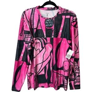 SWIMINISTA X JAMES PETER HENRY GOOD VIBES RASHGUARD PINK BEACH BOARD SHIRT SZ M